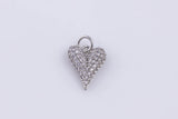 22k gold filled Heart 11x13mm silver bracelet necklace pendant minimalist charms cz pave