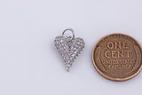 22k gold filled Heart 11x13mm silver bracelet necklace pendant minimalist charms cz pave