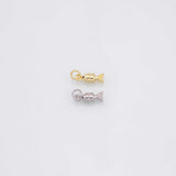 Fish with black eye charm 18k Gold Filled Charm Bar Bracelets and Necklaces Silver Pave CZ Minimalist Charms