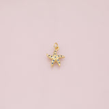 Blue starfish star fish charm 18k Gold Filled Charm Bar Bracelets and Necklaces Silver Pave CZ Minimalist Charms