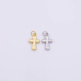 Cross Charm 10x17mm Charm 18K Gold Filled for Charm Bar Bracelets and Necklaces White Gold Silver Pave CZ Minimalist Charms