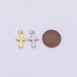 Cross Charm 10x17mm Charm 18K Gold Filled for Charm Bar Bracelets and Necklaces White Gold Silver Pave CZ Minimalist Charms