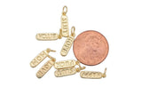 Dainty gold pill bar charm word love mom hope happy chill charm 18K gold filed charm for bracelet earring necklace d323-d330, d747
