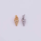 18k gold filled dainty sea snail shell ocean beach charm 12x5mm silver for earrings bracelets necklaces minimalist charms cz pave