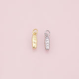 French baguette bread loaf charm 18k Gold Filled Silver Charm Bar Bracelets and Necklaces Silver Pave CZ Minimalist Charms