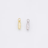 French baguette bread loaf charm 18k Gold Filled Silver Charm Bar Bracelets and Necklaces Silver Pave CZ Minimalist Charms