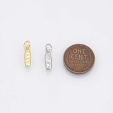 French baguette bread loaf charm 18k Gold Filled Silver Charm Bar Bracelets and Necklaces Silver Pave CZ Minimalist Charms