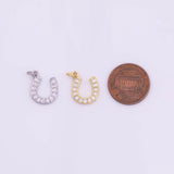 Horseshoe Charm 12x13mm 18K Gold Filled for Charm Bar Bracelets and Necklaces White Gold Silver Pave CZ Minimalist Charms