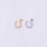 Horseshoe Charm 12x13mm 18K Gold Filled for Charm Bar Bracelets and Necklaces White Gold Silver Pave CZ Minimalist Charms