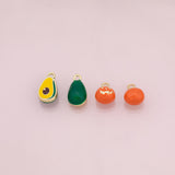 Pumpkin Jack-o'-lantern charm halloween fruit enamel charm 18k Gold Filled Charm Bar Bracelets and Necklaces Silver Charms