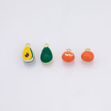 Pumpkin Jack-o'-lantern charm halloween fruit enamel charm 18k Gold Filled Charm Bar Bracelets and Necklaces Silver Charms