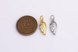 Wing Charm Angel Wings Charm 6x15mm 22k Gold Filled Silver Charms Bracelet Necklace Pendant Minimalist Charms CZ Pave