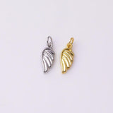 Wing Charm Angel Wings Charm 6x15mm 22k Gold Filled Silver Charms Bracelet Necklace Pendant Minimalist Charms CZ Pave