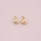 Evil eye charm green red 18k Gold Filled Charm Bar Bracelets and Necklaces Silver Pave CZ Minimalist Charms