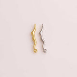 Wave Connector 2x21mm 22k Gold Filled Silver Charms Bracelet Necklace Pendant Minimalist Charms CZ Pave