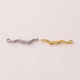 Wave Connector 2x21mm 22k Gold Filled Silver Charms Bracelet Necklace Pendant Minimalist Charms CZ Pave