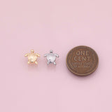 Sea turtle charm 22k Gold Filled Charm Bar Bracelets and Necklaces Silver Pave CZ Minimalist Charms