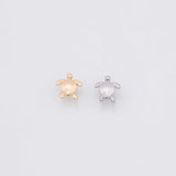 Sea turtle charm 22k Gold Filled Charm Bar Bracelets and Necklaces Silver Pave CZ Minimalist Charms