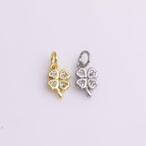 Lucky Flower charm 6x11mm 22k gold filled silver bracelet necklace pendant minimalist charms cz pave