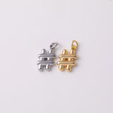 22k Gold Filled Pound Sign Charm 8x14mm Number Hashtag Hash No. Sign Charm Silver Bracelet Necklace Pendant Minimalist Charms CZ Pave