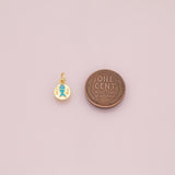 Fish charm Turquoise blue enamel 18k Gold Filled Charm Bar Bracelets and Necklaces Silver Pave CZ Minimalist Charms
