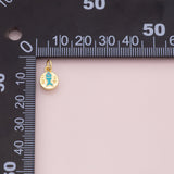 Fish charm Turquoise blue enamel 18k Gold Filled Charm Bar Bracelets and Necklaces Silver Pave CZ Minimalist Charms