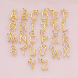 Alphabet letters ABC charm 18k Gold Filled Charm Bar Bracelets and Necklaces Silver Pave CZ Minimalist Charms