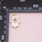 Hamsa evil eye hand of fatima charm 18k Gold Filled Charm Bar Bracelets and Necklaces Silver Pave CZ Minimalist Charms