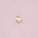 Puffy heart charm 18k Gold Filled Charm Bar Bracelets and Necklaces Silver Pave CZ Minimalist Charms