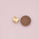 Puffy heart charm 18k Gold Filled Charm Bar Bracelets and Necklaces Silver Pave CZ Minimalist Charms