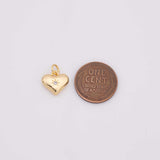 Puffy heart charm 18k Gold Filled Charm Bar Bracelets and Necklaces Silver Pave CZ Minimalist Charms
