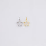 Star outline charm 18k Gold Filled Charm Bar Bracelets and Necklaces Silver Pave CZ Minimalist Charms