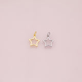Star outline charm 18k Gold Filled Charm Bar Bracelets and Necklaces Silver Pave CZ Minimalist Charms