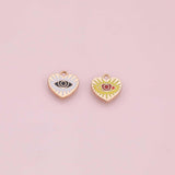 Evil Eye heart charm 22k Gold Filled for Charm Bar Bracelets and Necklaces Gold Pave CZ Minimalist Charms