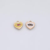 Evil Eye heart charm 22k Gold Filled for Charm Bar Bracelets and Necklaces Gold Pave CZ Minimalist Charms