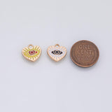 Evil Eye heart charm 22k Gold Filled for Charm Bar Bracelets and Necklaces Gold Pave CZ Minimalist Charms