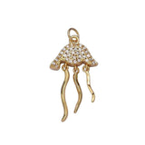 Small micro pave jellyfish charm in 18K gold filled fish animal silver beach vibes jewelry ac553 ac554 man o' war charm