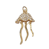 Small micro pave jellyfish charm in 18K gold filled fish animal silver beach vibes jewelry ac553 ac554 man o' war charm