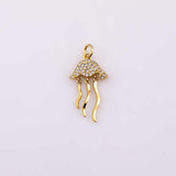 Small micro pave jellyfish charm in 18K gold filled fish animal silver beach vibes jewelry ac553 ac554 man o' war charm