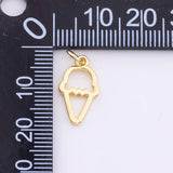 Ice Cream Cone Icecream 8x15mm 18K Gold Filled for Charm Bar Bracelets and Necklaces Gold Silver Pave CZ Minimalist Charms