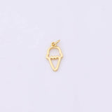 Ice Cream Cone Icecream 8x15mm 18K Gold Filled for Charm Bar Bracelets and Necklaces Gold Silver Pave CZ Minimalist Charms