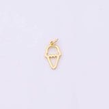 Ice Cream Cone Icecream 8x15mm 18K Gold Filled for Charm Bar Bracelets and Necklaces Gold Silver Pave CZ Minimalist Charms