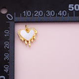 Bleeding melting heart charm with mother of pearl face 18K gold filled bracelet charm necklace pendant minimalist charms cz pave