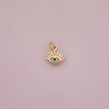 Evil eye with lashes and blue eye charm 18K Gold Filled for Charm Bar Bracelets and Necklaces Charms