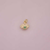 Evil eye with lashes and blue eye charm 18K Gold Filled for Charm Bar Bracelets and Necklaces Charms