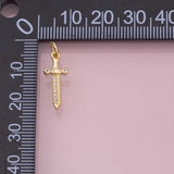 Sword charm 18k Gold Filled for Charm Bar Bracelets and Necklaces Gold Pave CZ Minimalist Charms
