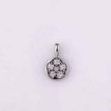 Silver Star Charm 8mm Small Plain Coin Charm White Gold Filled Sunburst Bracelet Necklace Pendant Minimalist Charms CZ Pave