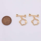 Toggle Clasp Butterfly Flower Design 14mm 22k Gold Filled Silver for Charm Bar Bracelets and Necklaces Gold Pave CZ Minimalist Charms