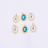 Enamel Moon Pendant Charm 9x12mm 18K Gold Filled for Charm Bar Bracelets and Necklaces White Gold Silver Pave CZ Minimalist Charms