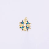 Star Sunburst Cross Charm Pendant 21mm 18K Gold Filled for Charm Bar Bracelets and Necklaces White Gold Silver Pave CZ Minimalist Charms